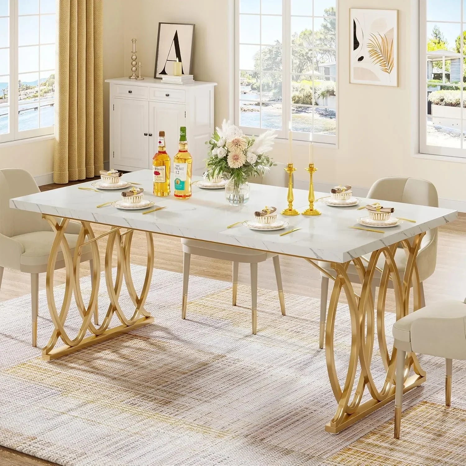 Modern Dining Table 4-6 People, Gold