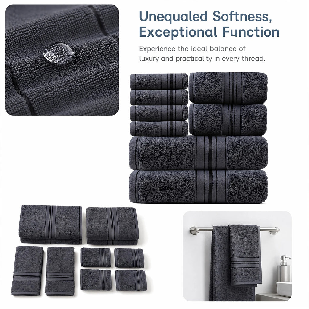 8 Piece Luxury Towel Set – 100% Ring Spun Cotton