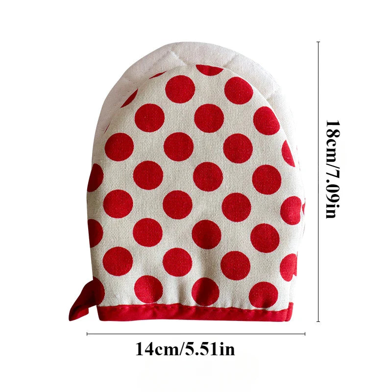 Polka Dot Heat Resistant Oven Mitts | Japanese Style Microwave Safe Kitchen Gloves