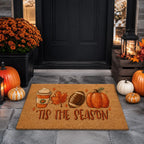 Coffee Pumpkin Leaf Football Coir Welcome Mat