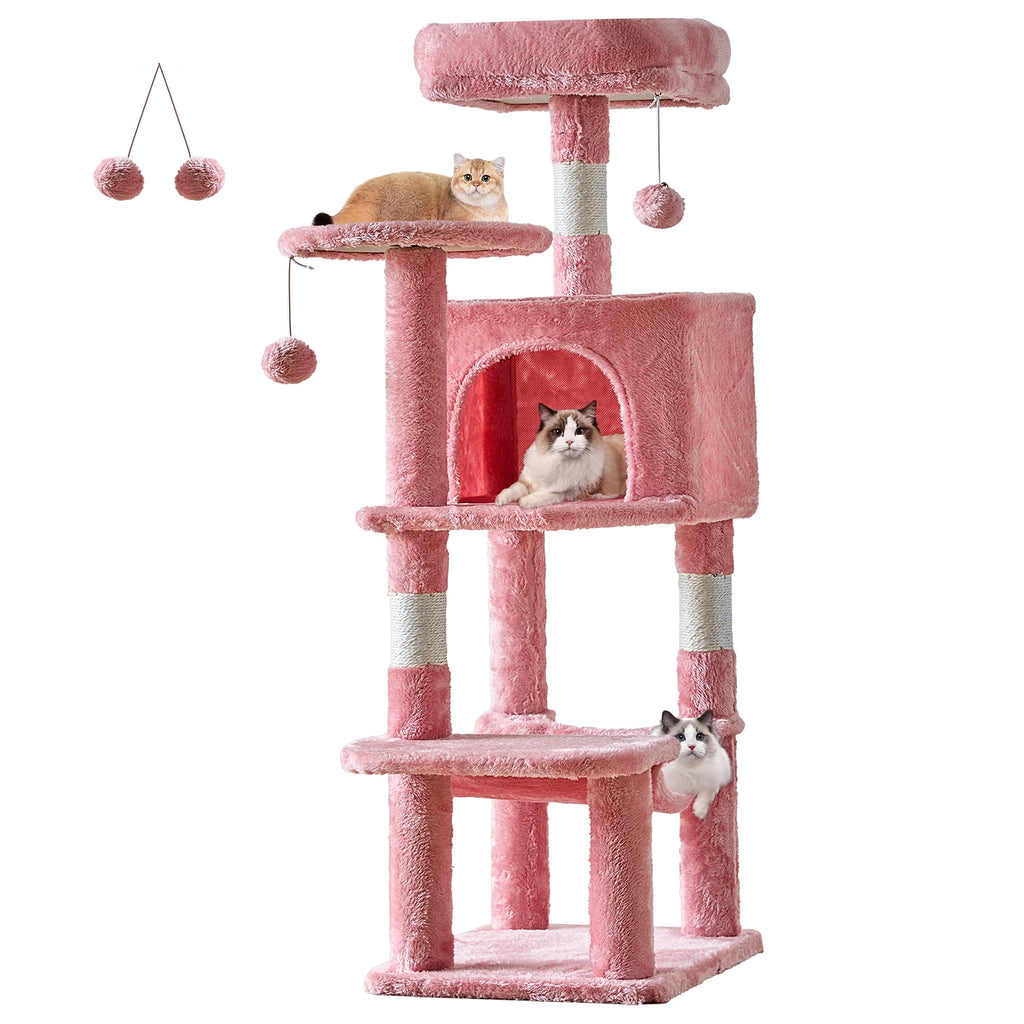 Multi-Cat Climbing Tower With Condo, Hammock, Scratch-Post