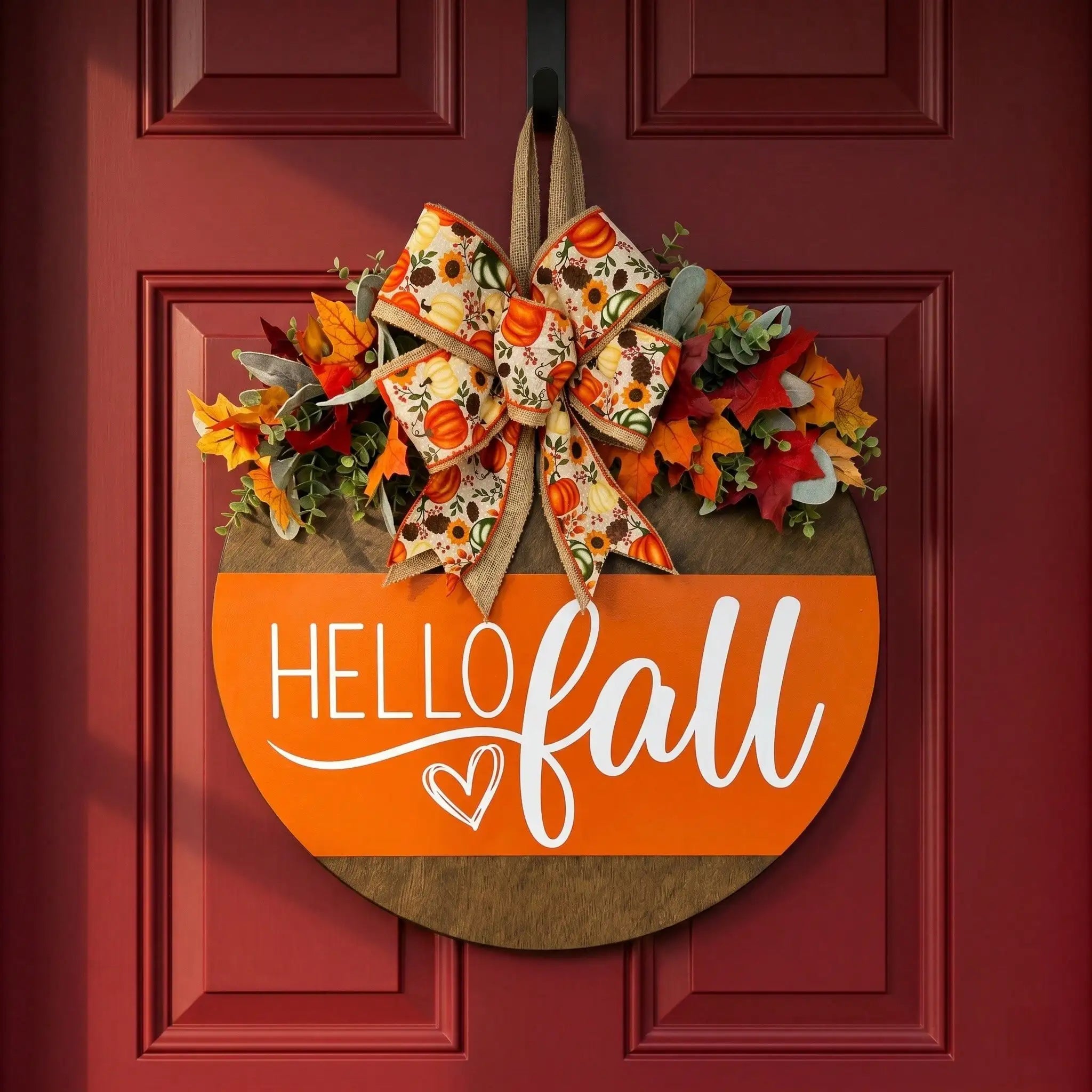 HELLO FALL Front Porch Sign Door Hanger