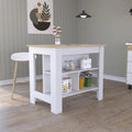 Cala Kitchen Island, 3 Shelves White/Light Oak