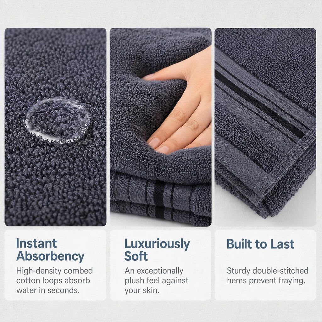 8 Piece Luxury Towel Set – 100% Ring Spun Cotton
