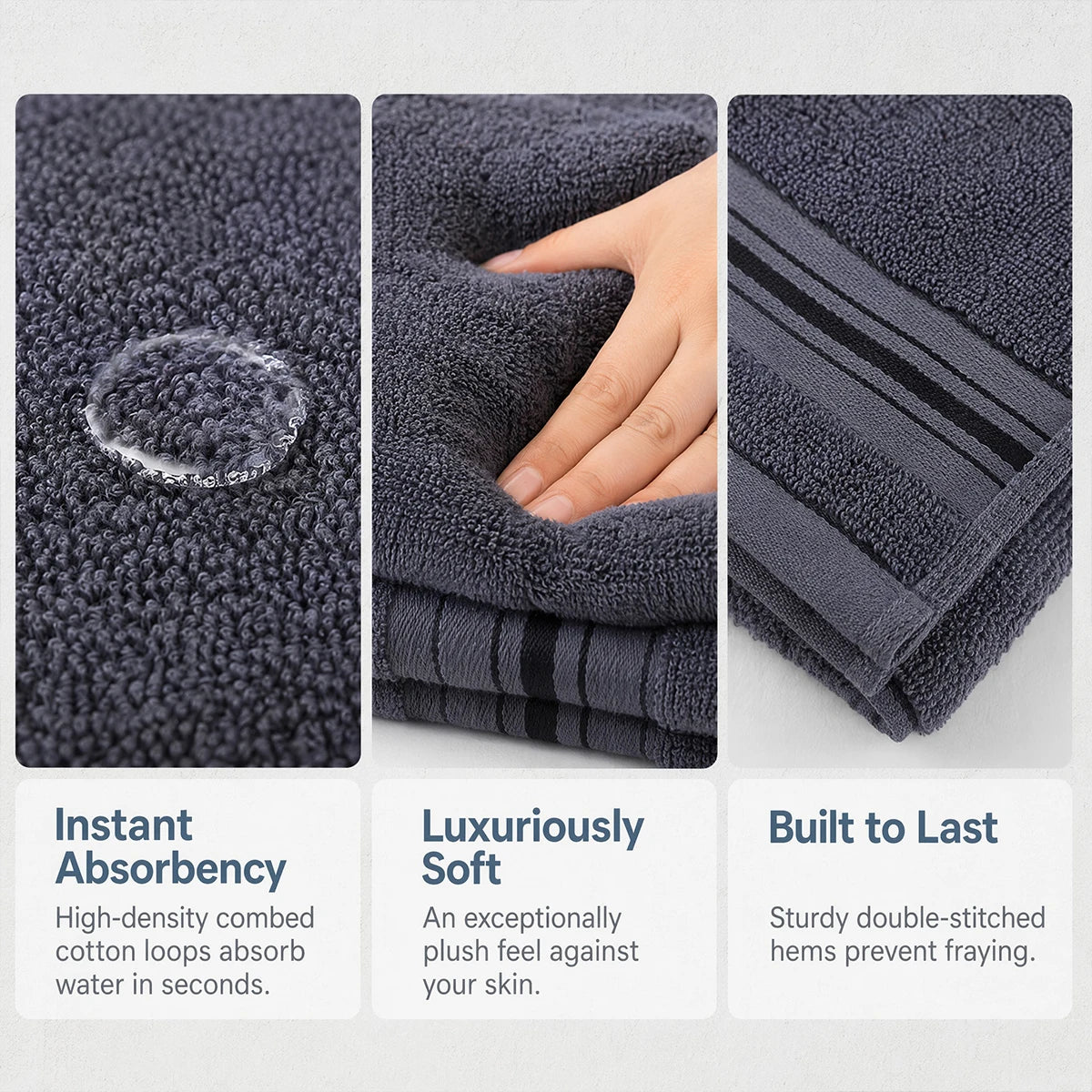 8 Piece Luxury Towel Set – 100% Ring Spun Cotton