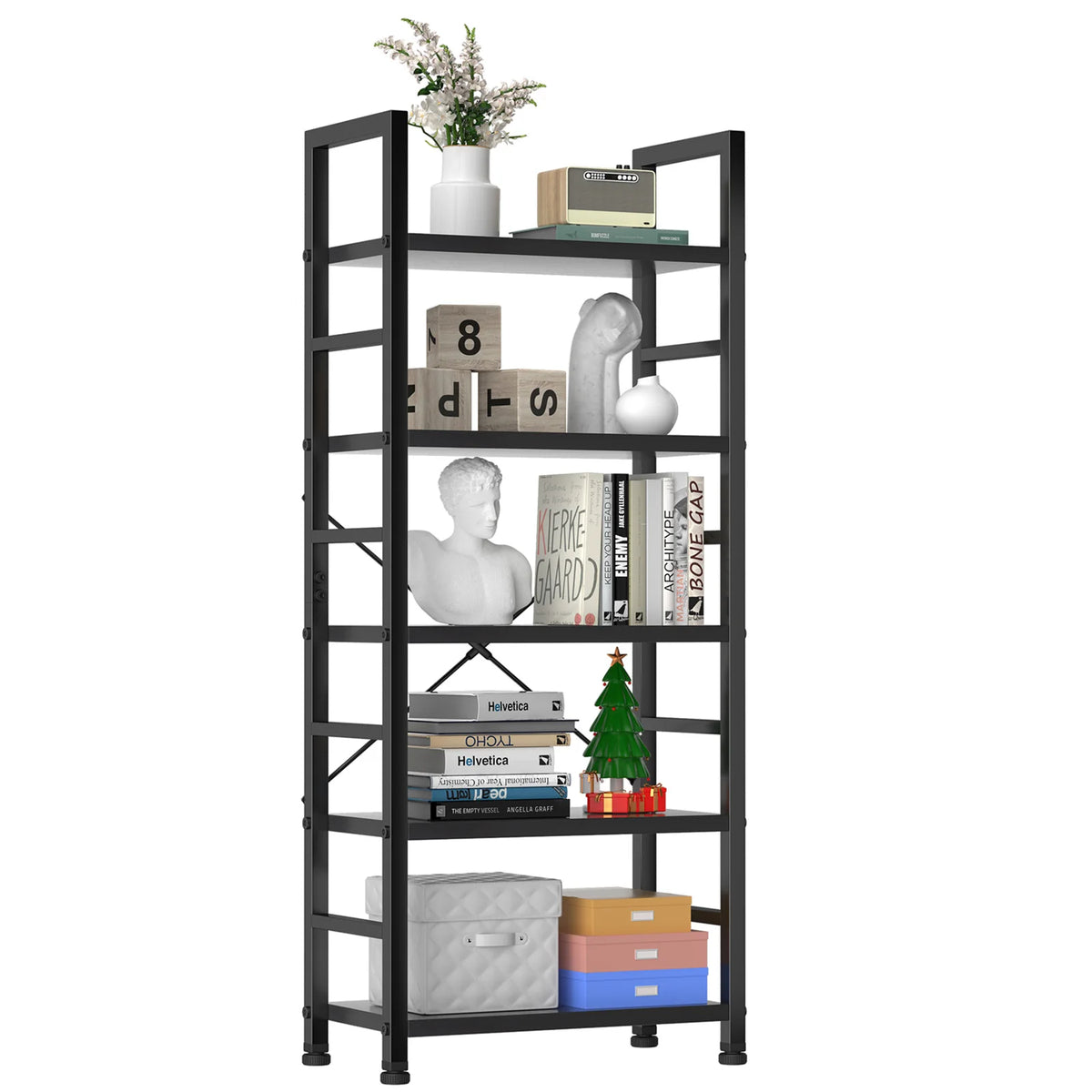 Standing 5 Tier Display Wooden Bookshelf