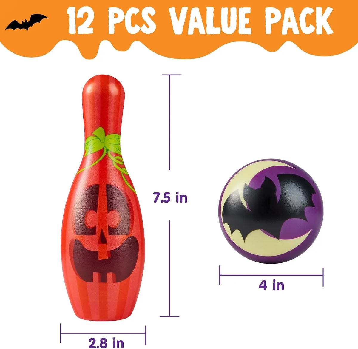 12 pcs Halloween Foam Bowling Set for Kids