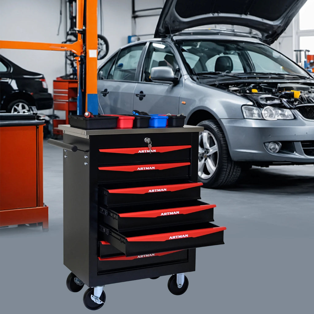 7 Drawer Rolling Tool Box Heavy-Duty Steel