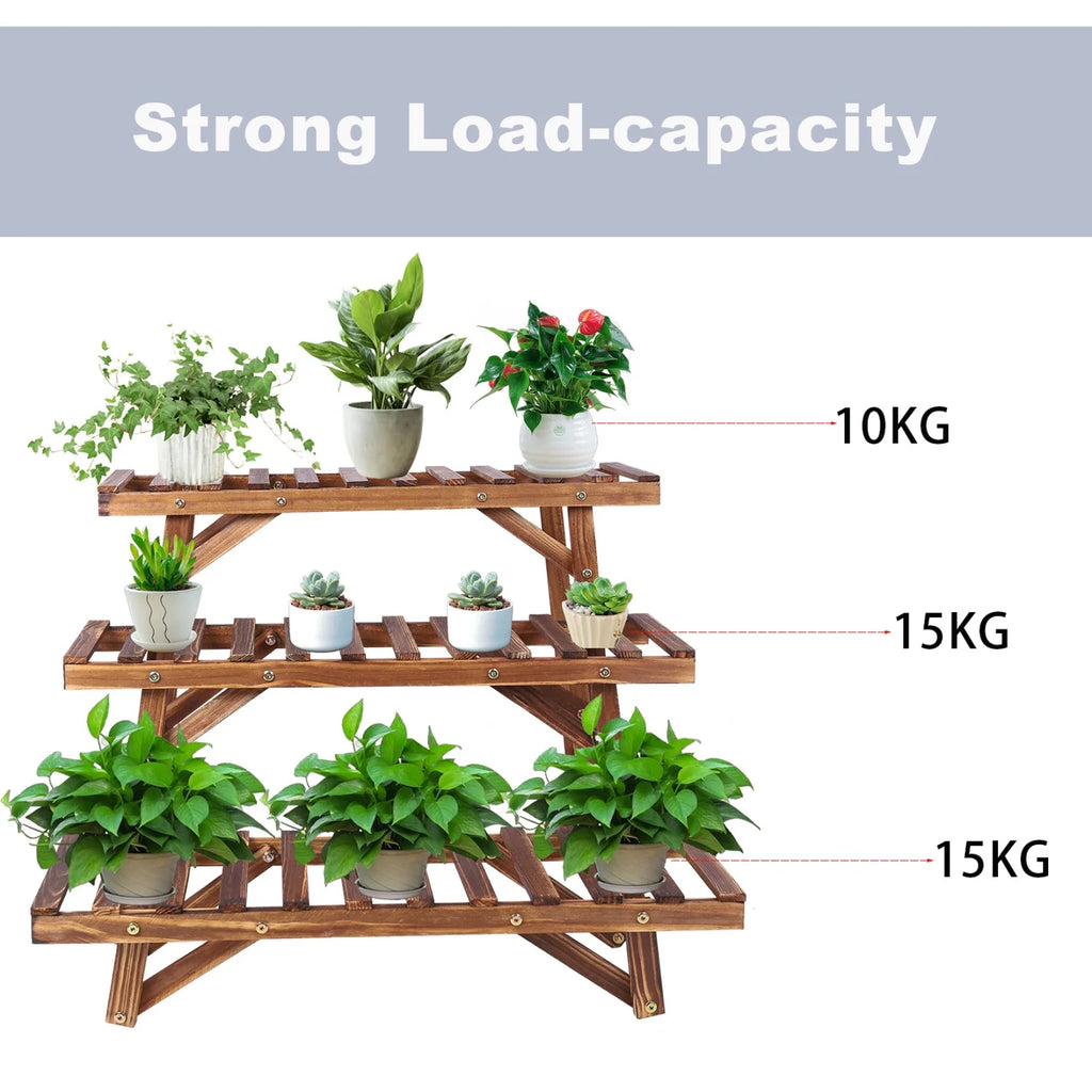 3-Tier Ladder Shelf Wood Plant Stand