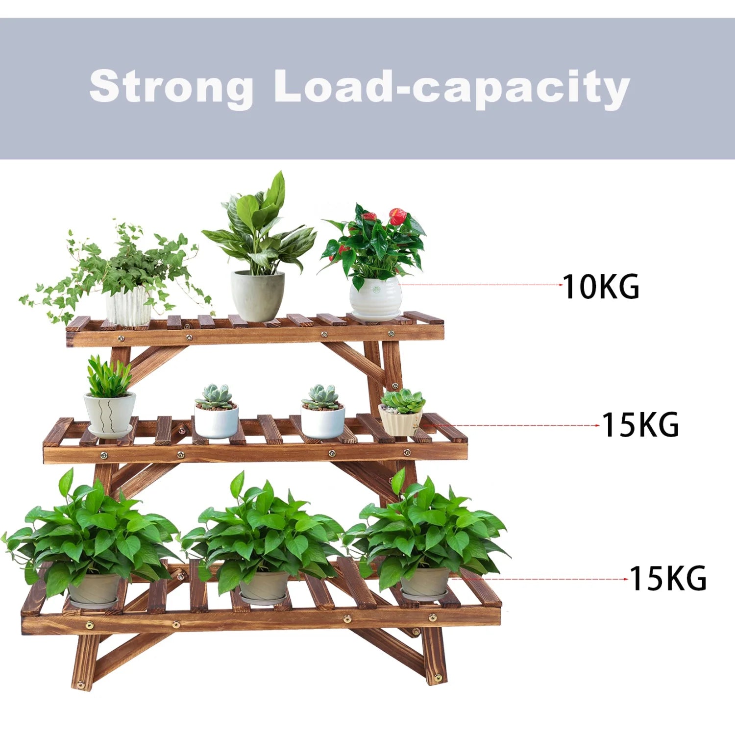 3-Tier Ladder Shelf Wood Plant Stand