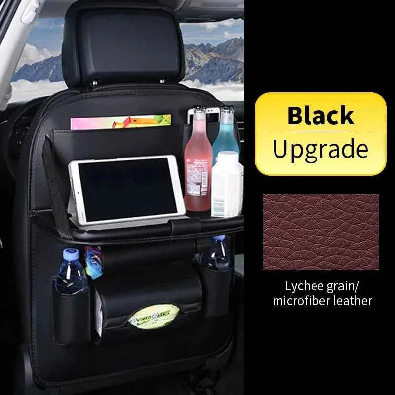 Back Seat Organizer with Foldable Table Tray Tablet Holder Tissue Box