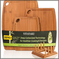 3 Bamboo Cutting/Serving/Charcuterie Boards & Stand