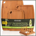 3 Bamboo Cutting/Serving/Charcuterie Boards & Stand