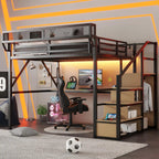 Queen Loft Bed Frame, Stairs/Storage/Wardrobe/Bedside Shelf