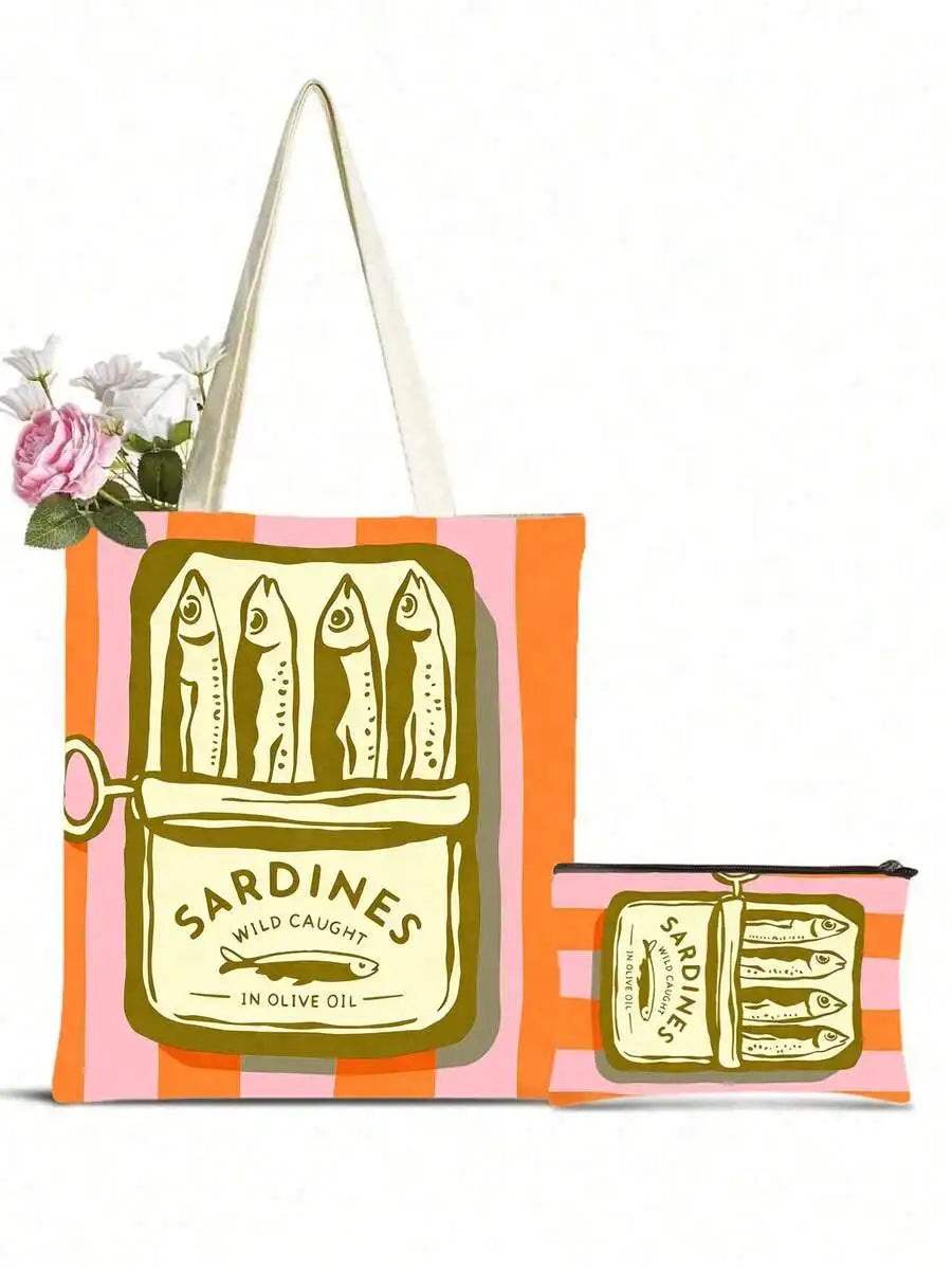 Reusable Tote Bag And Cosmetic Pouch Set