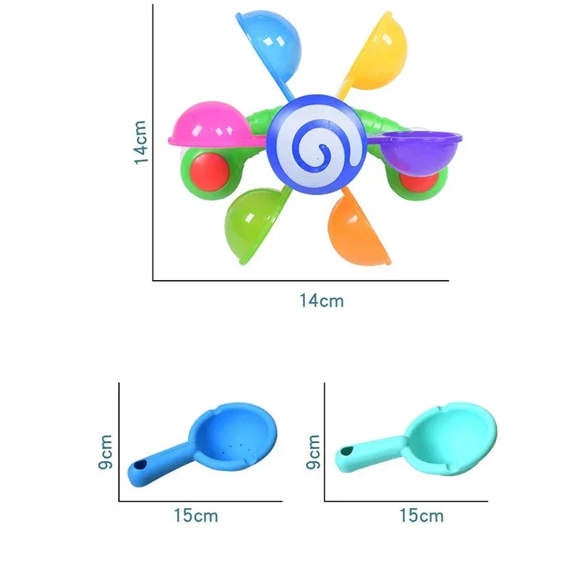 Rainbow Windmill, Waterwheel Baby/Toddlers Bath Water Spray Toy Set