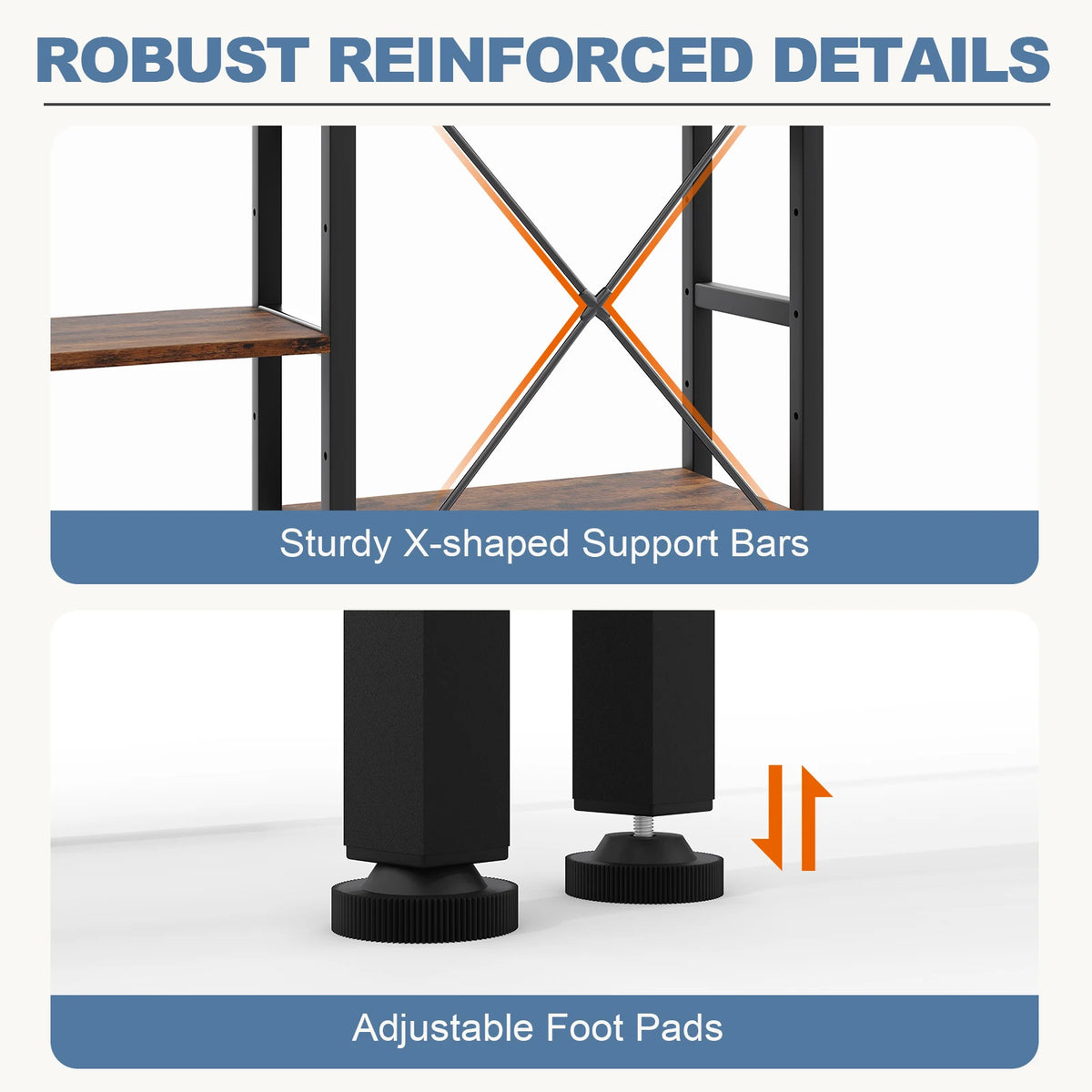 4-Tier Wide Display Bookshelf With Storage, Adjustable