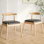 Mid-Century Modern Solid Wood Dining Chairs Set of 2