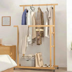 Bamboo Garment Rack with Storage Shelves Coat Rack