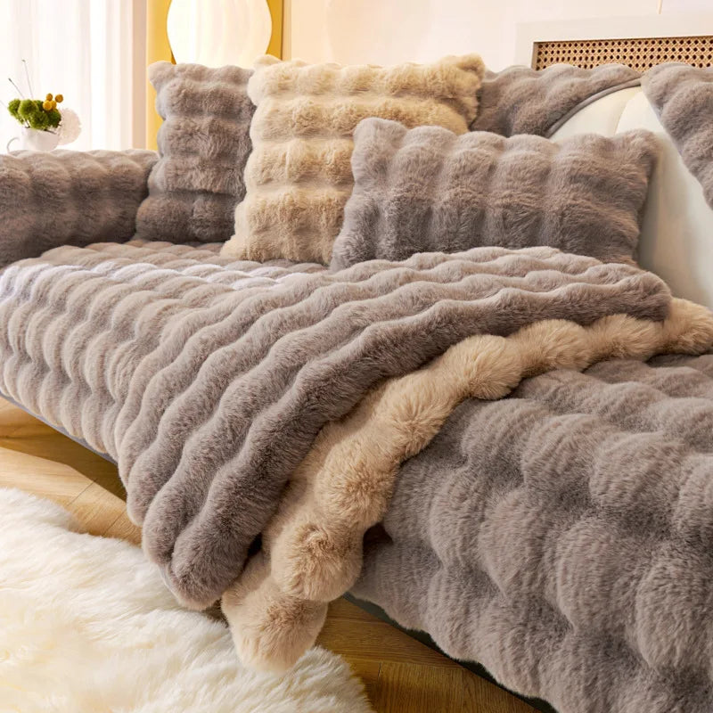 Faux Fur VelvetTouch Couch Cover Cat & Dog Proof Modern & Stylish