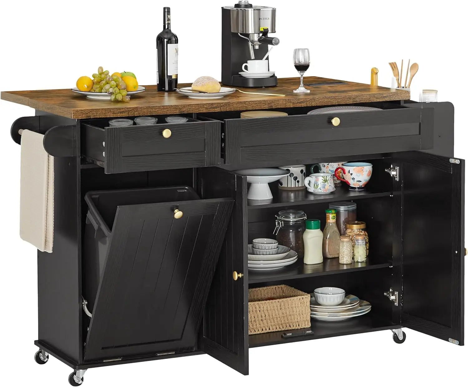 60" Mobile Kitchen Island 2 Colors Available
