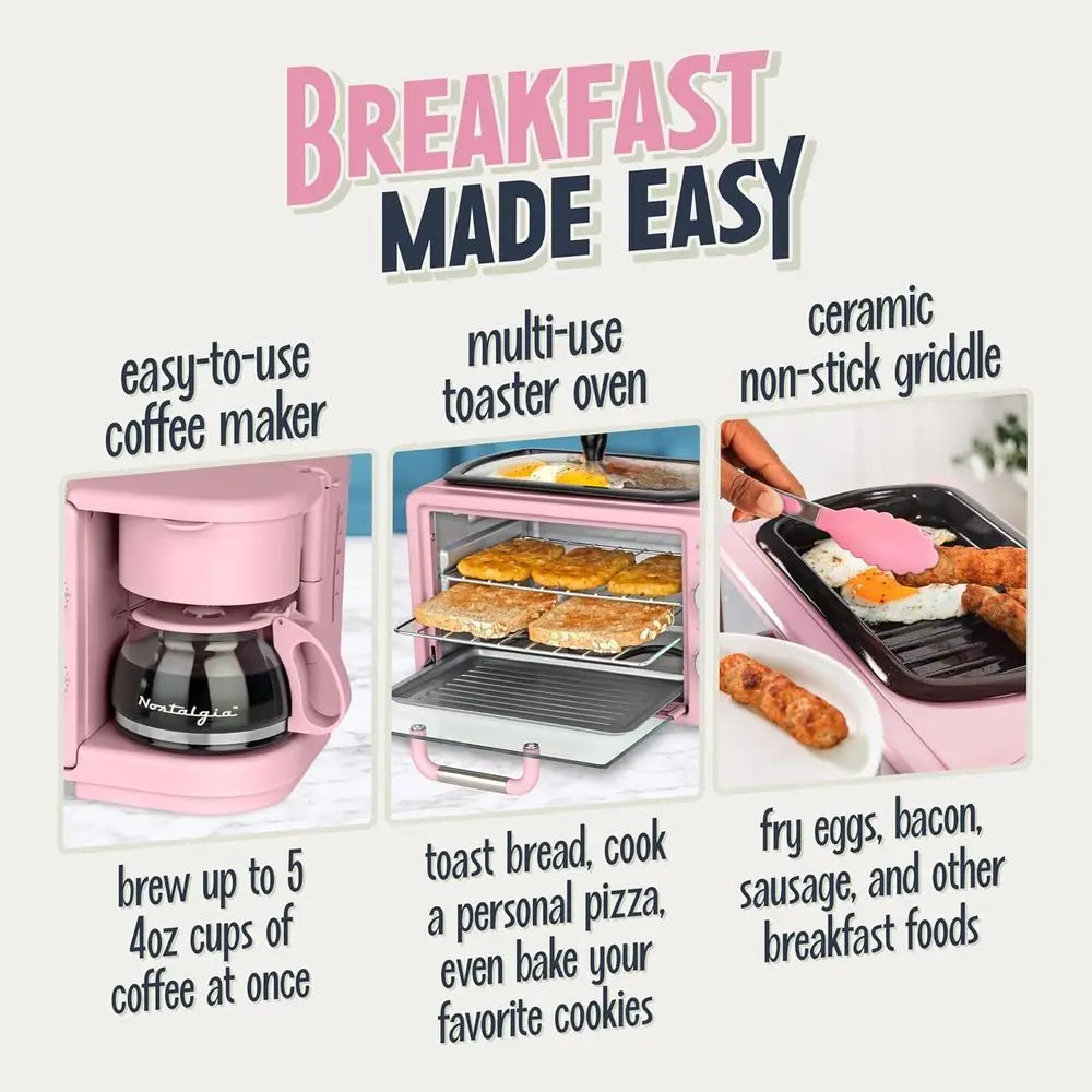All-in-One Vintage Breakfast Griddle Toaster Coffee-maker