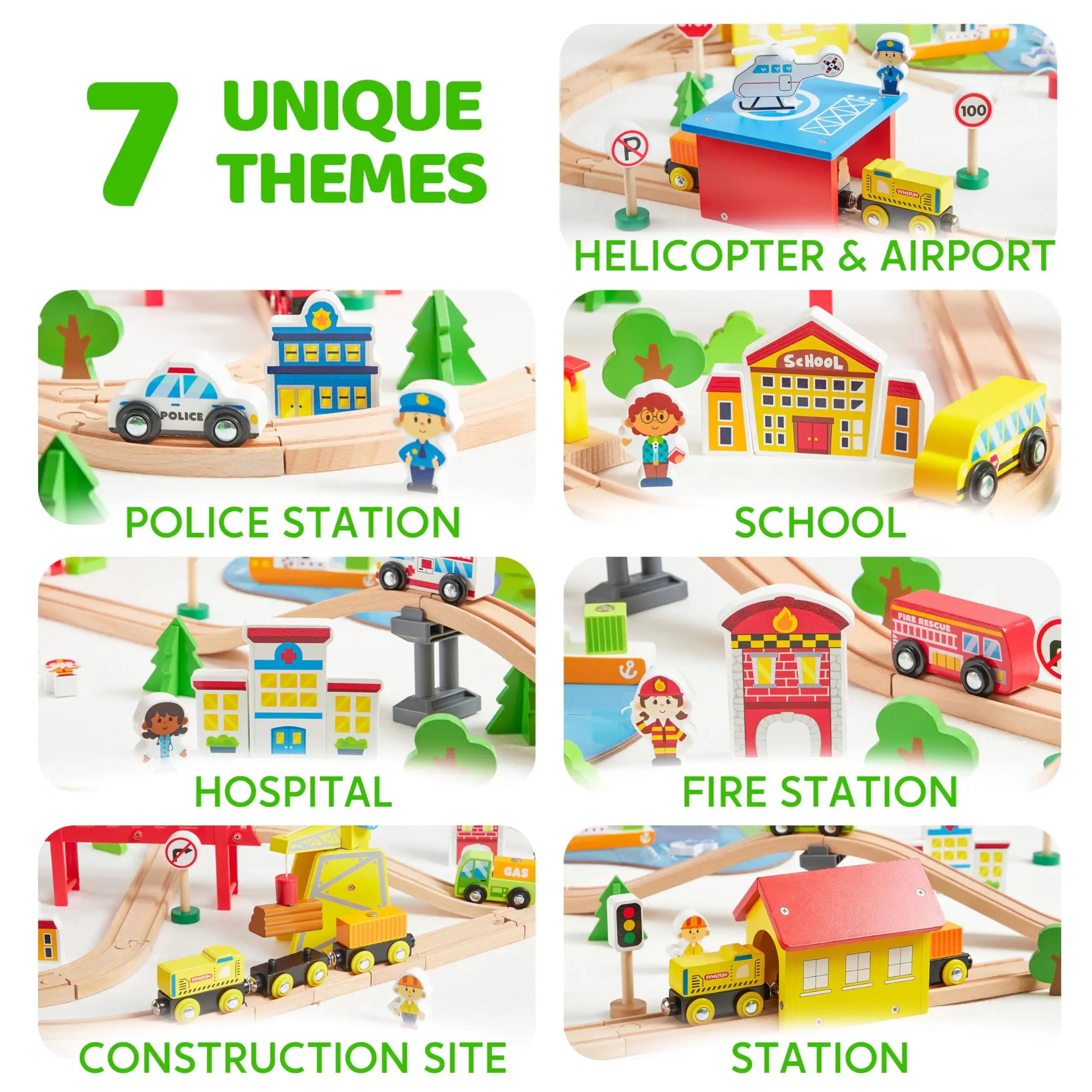 Joyfy 110/60 Pcs Wooden Train Set