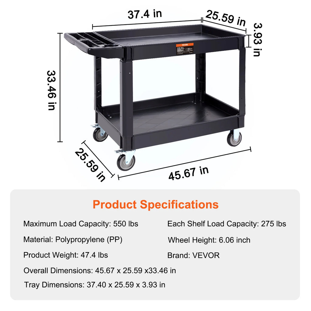 Utility Cart 360° Swivel Wheels 3 Sizes