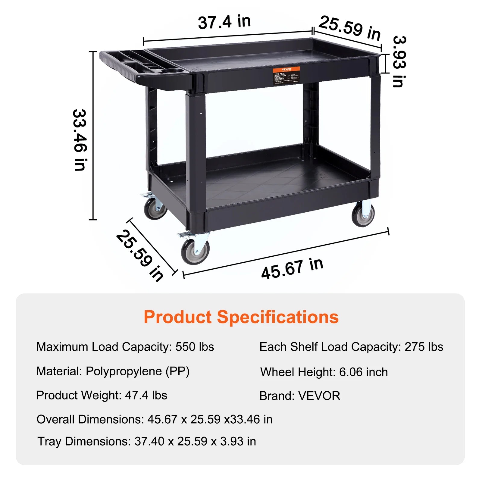 Utility Cart 360° Swivel Wheels 3 Sizes