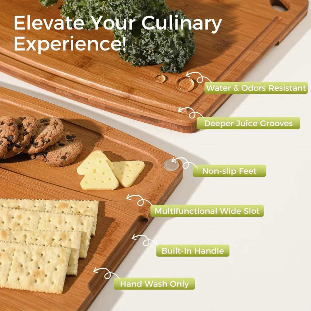 3 Bamboo Cutting/Serving/Charcuterie Boards & Stand