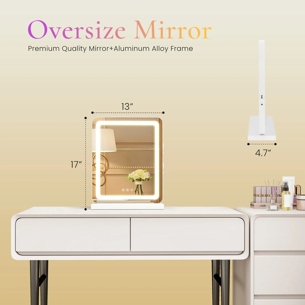 LED Vanity Mirror, Aluminum Frame Dimmable