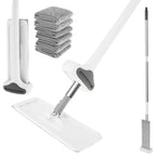 Microfiber Flat Mop 360 ° Rotating Flat Floor Mop Self Wringing Dust Mop with Dewatering Scraper for Kitchen Home Cleaning Mop