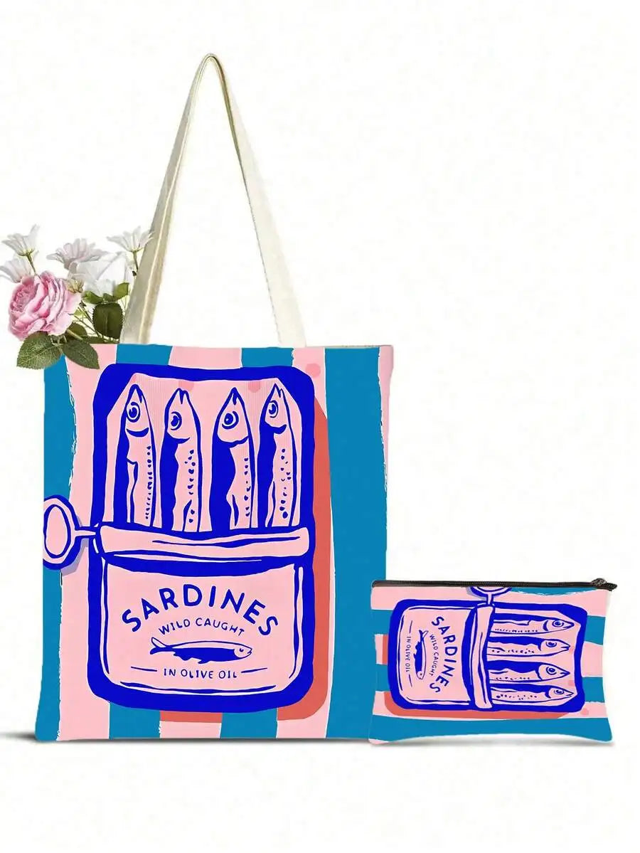 Reusable Tote Bag And Cosmetic Pouch Set
