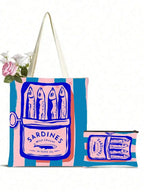 Reusable Tote Bag And Cosmetic Pouch Set