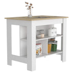 Cala Kitchen Island, 3 Shelves White/Light Oak