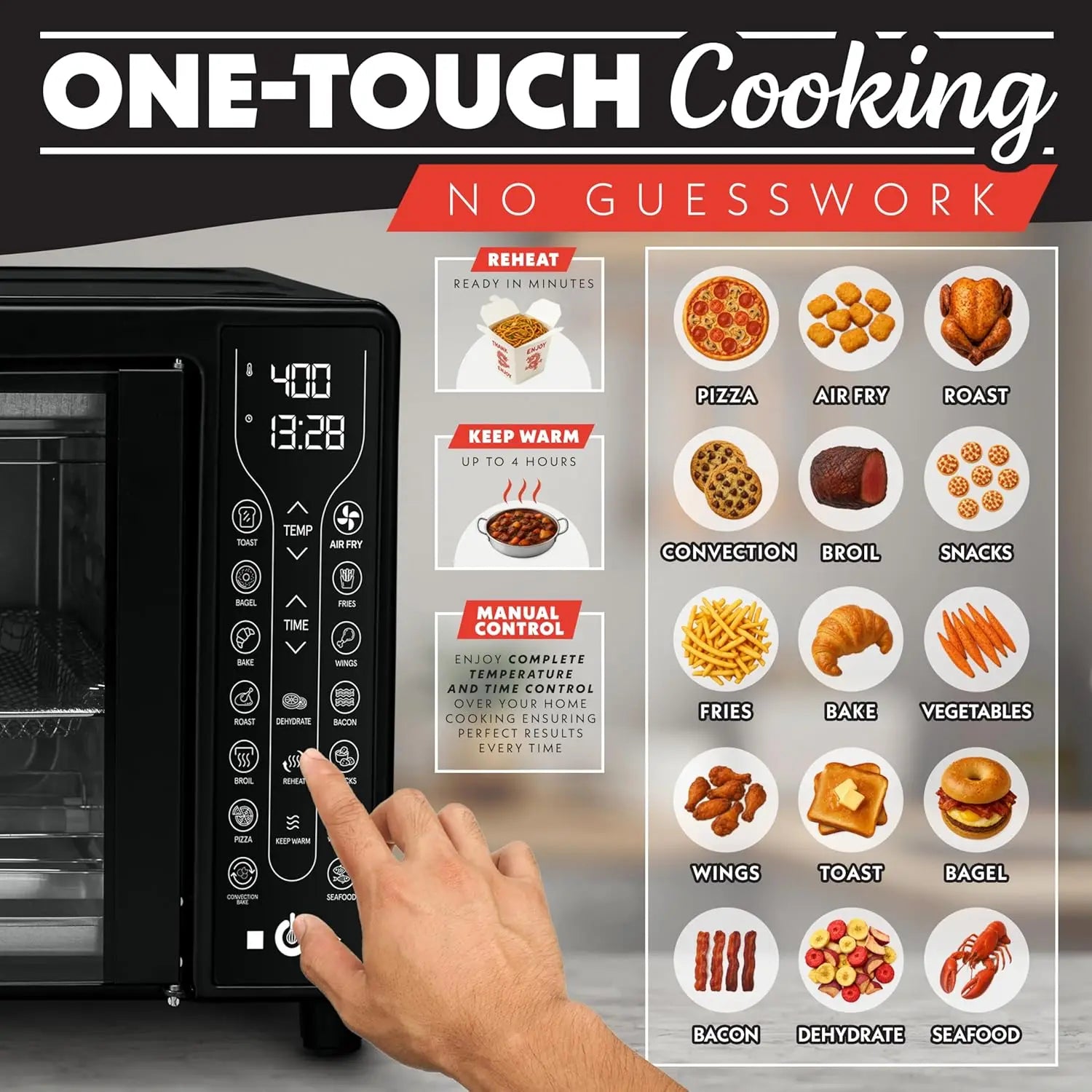 Gourmia French-Door Air Fryer, Convection Oven – 25 Qt