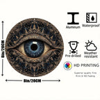 Evil Eye 8x8" Round Aluminum Wall Art - Versatile Home Decor for Living Room, Bathroom & More