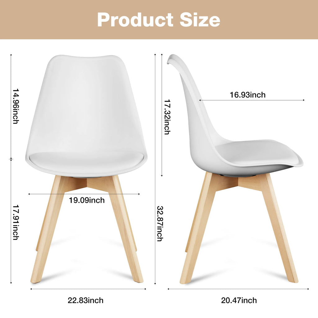 Set of 4 Wooden & PU-Leather Dining Chairs