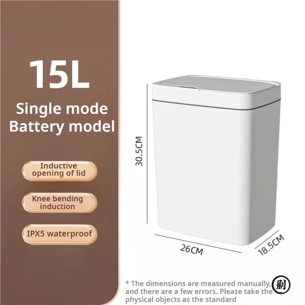 Smart Bathroom Trash Can Automatic Bagging Electronic Trash Can White Touchless Narrow Smart Sensor Garbage Bin Smart Home 4 Gallon(15L)