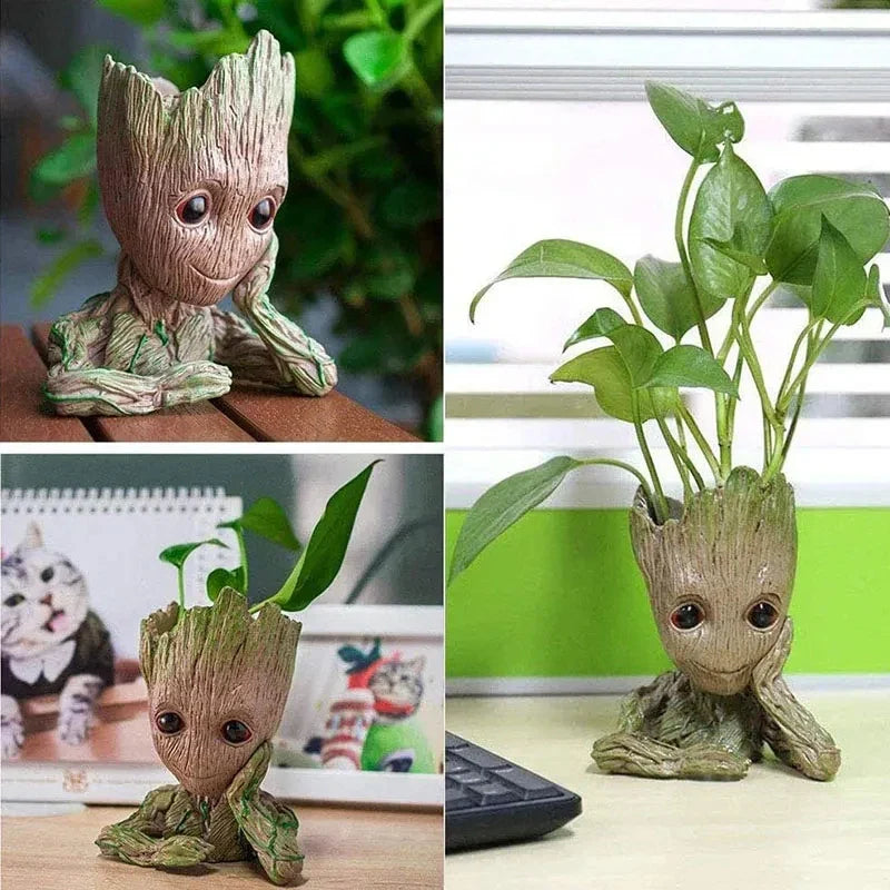 Home Garden Decoration Groot Flower Pot Baby Tree Man Miniature Model Anime Figure Ornament Home Supplies Crafts Kids Toys