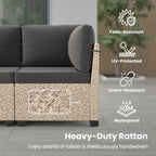 7-Piece Patio Rattan Set with Tempered Glass Table