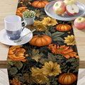 Autumn Harvest Linen Table Runner Fall Thanksgiving Pumpkin Printed Table Runner Outdoor Garden Party Kitchen Dining Table Decor