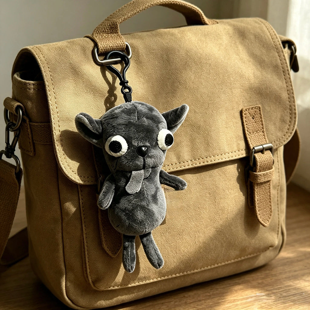 Funny Ugly Cute Bug-Eyed Dog Plush Keychain