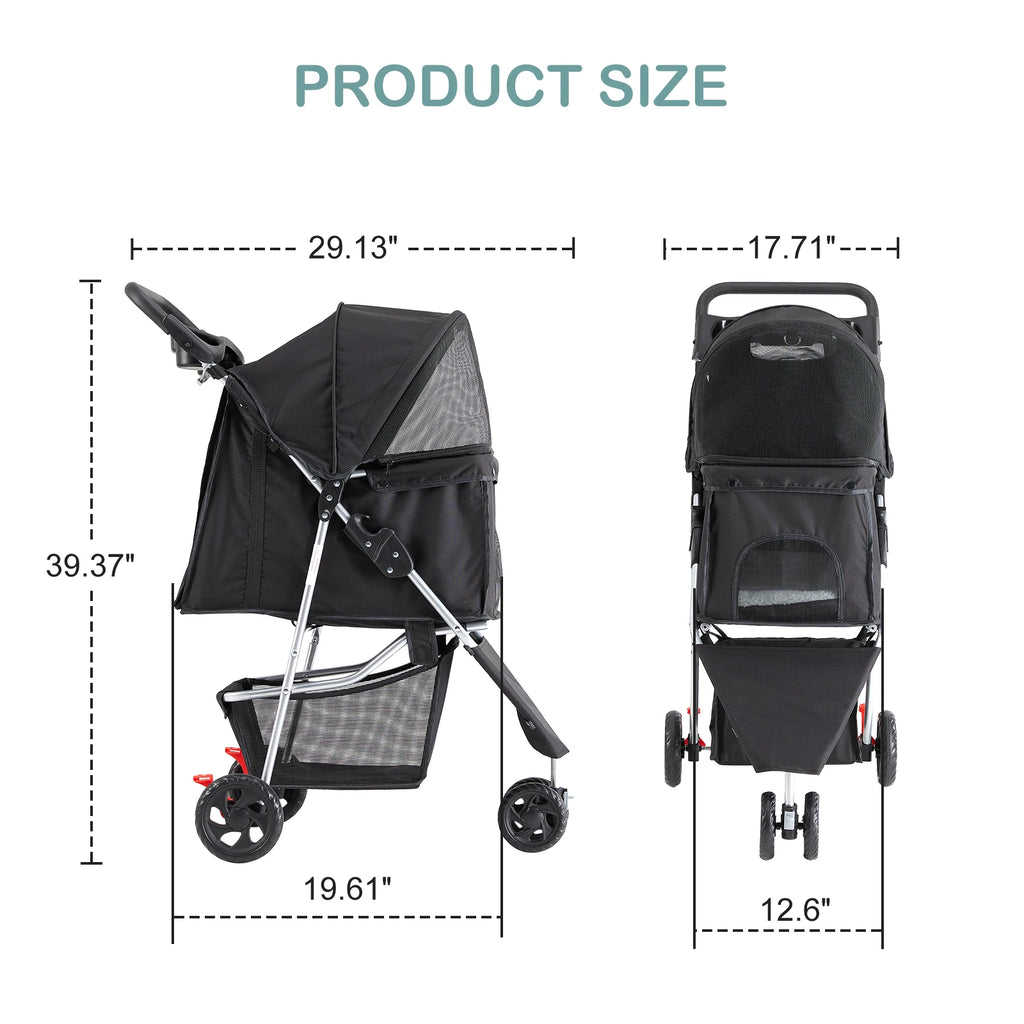 Foldable Pet Stroller For Dogs & Cats