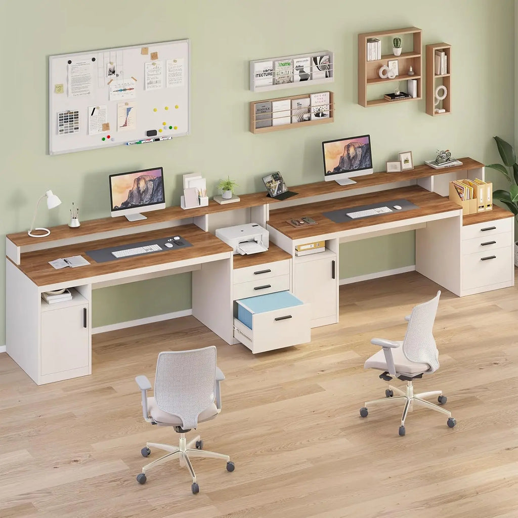 65" Computer Desk 3 Drawers, Storage Shelves