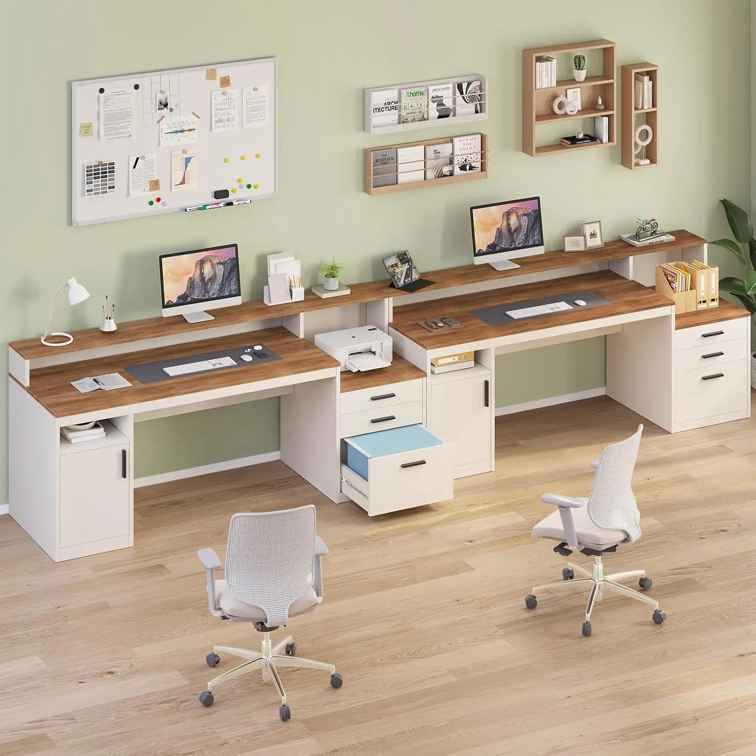 65" Computer Desk 3 Drawers, Storage Shelves