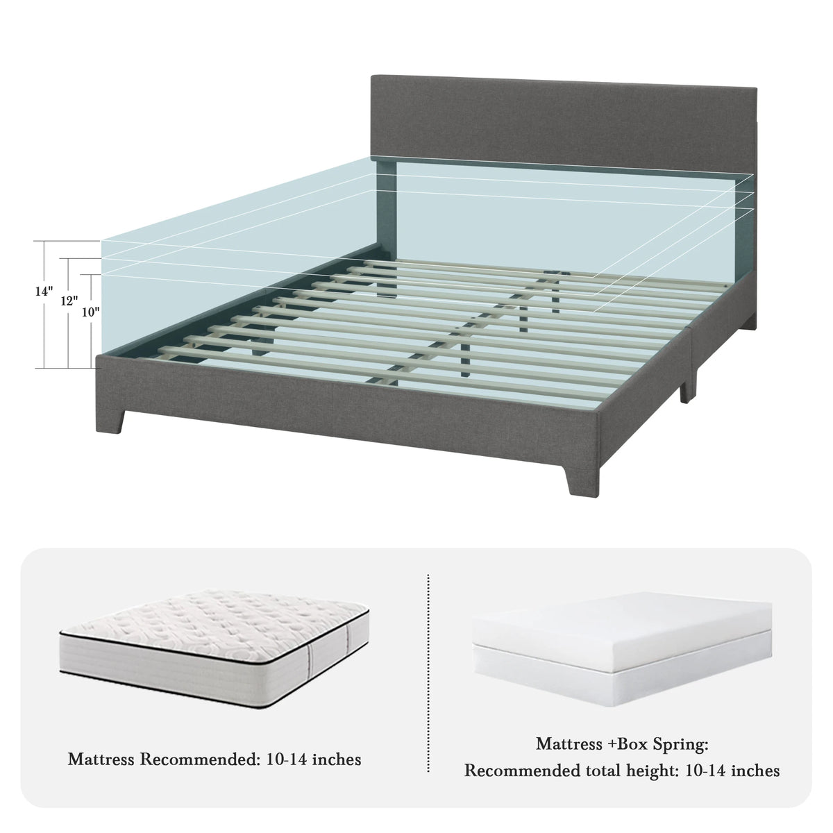 Full/Queen/King Upholstered Platform Bed Frame, 5 Colors