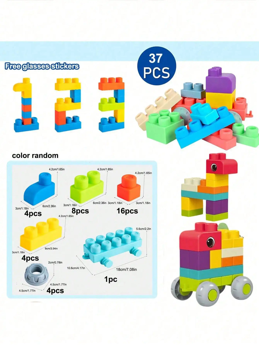 16/21/37/50pcs Large Building Blocks With Storage Bin