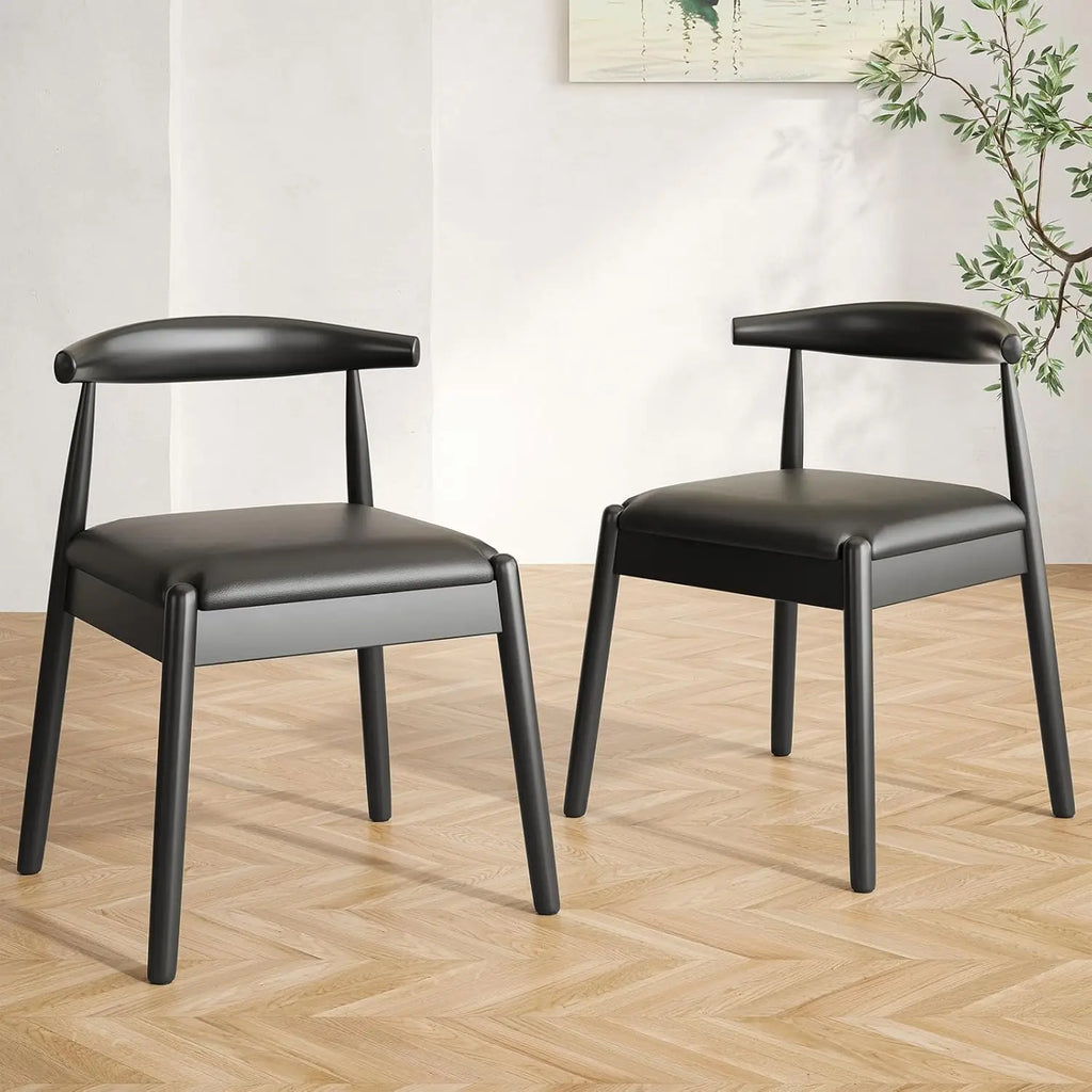 Mid-Century Modern Solid Wood Dining Chairs Set of 2