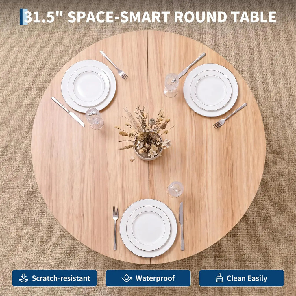 Round Dining Table For 2-4 With Center Storage
